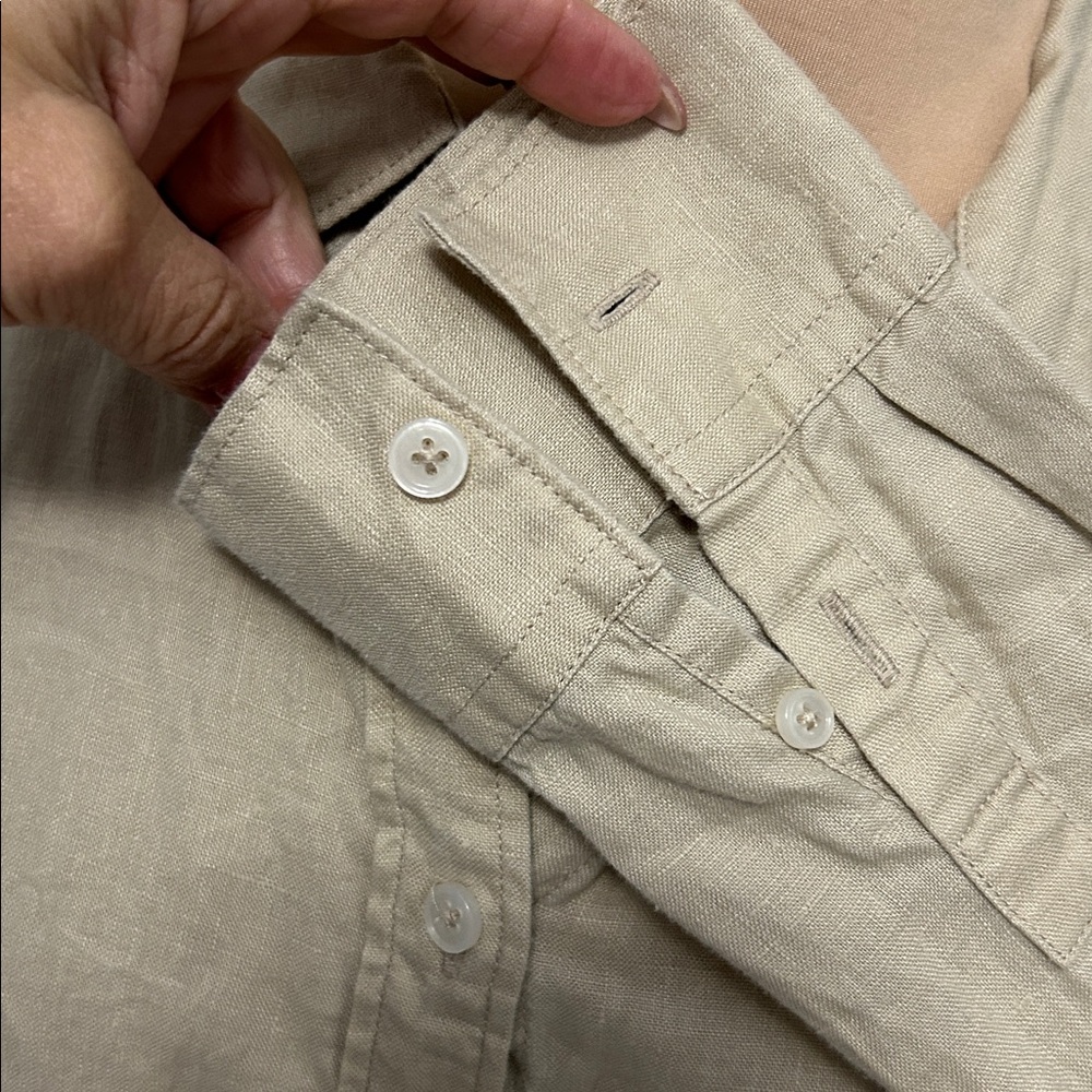 Quince Tan Linen Button Down Shirt - Picture 7 of 9